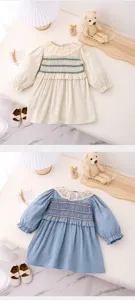 Bambina maniche lunghe colletto pizzo ricamato principessa vestito dettagli vista