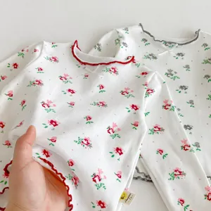 Kids long sleeve floral top toddler autumn cotton tee cute ruffles comfortable baby clothing