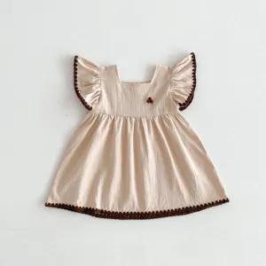 Summer baby girl dress cute flutter sleeve toddler princess dress casual infant wear detail