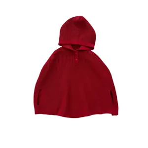 Bebé rojo punto capucha capa jersey, dulce infante otoño invierno abrigo prenda