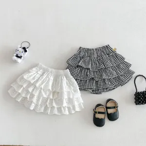 Infant Toddler Baby Girls Summer Tiered Skirt Cute Gingham Pleated Princess Dress Set