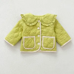 Baby quilted jacket winter infant cute ruffles padded coat toddler warm outerwear green clothes