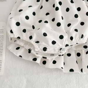 Baby meisjes stippen romper jurk zomer schattige ruches pasgeboren bodysuit outfit set