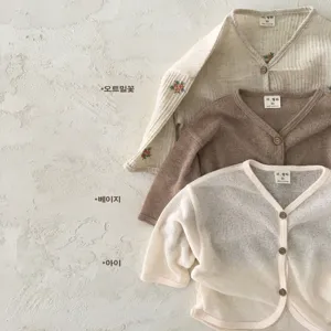 Baby kids summer thin sun protection cardigan breathable v-neck button knit top cute toddler clothes