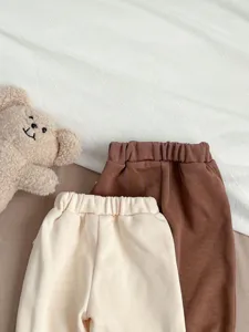Peuter casual geribbelde broek voor lente herfst, comfortabele elastische taille broek.