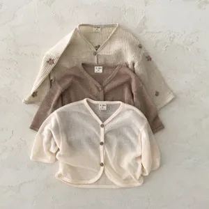 Kids summer thin cardigan baby breathable sun protection top toddler casual knitwear detail