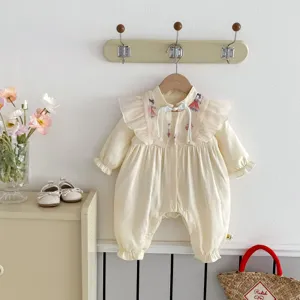 Carina tutina stile cinese per bambina neonata, tuta manica lunga primavera autunno neonato.