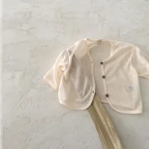 Baby summer thin knitted cardigan lightweight breathable sun protection cute baby top