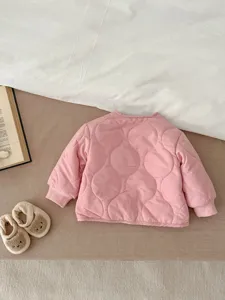 Kinder Steppjacke in Rosa für Babys, warme dicke Winterjacke mit Rippbündchen gepolstert.
