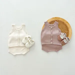 Ensemble gilet et pantalon en tricot pour bébé, vêtements d'automne mignons, doux et confortables.