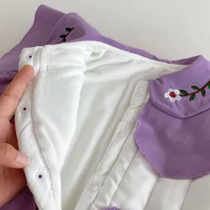 Baby winter fleece-lined thick jumpsuit infant cute floral collar cotton romper detail