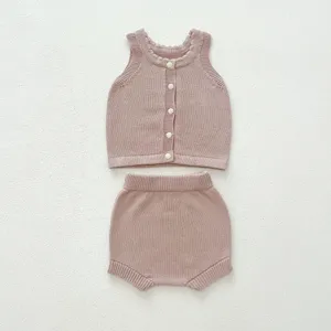 Ensemble gilet et short en tricot pour bébé, jolie tenue d'automne pour tout-petit.