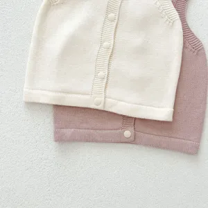 Ensemble gilet tricoté pour bébé, cardigan sans manches doux d'automne pour tout-petit.