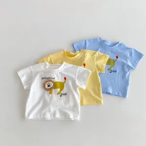 Infant baby short sleeve t-shirt children summer cute top cotton toddler clothes white yellow blue