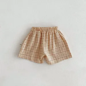Bébé été décontracté short à carreaux, tout-petit mignon grille taille élastique short