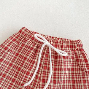 Short bébé à carreaux rouge et blanc été décontracté short nourrisson taille élastique