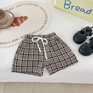 Bébé bambin short à carreaux été décontracté en coton doux pour garçons filles
