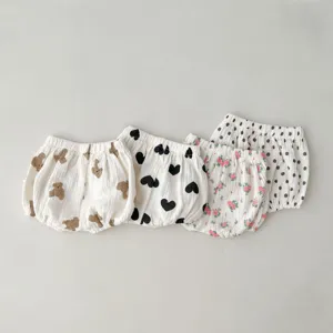 Schattige baby katoen pompoen broek mooi geprint ademende casual peuter zomer shorts