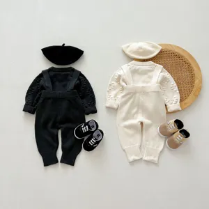 Cute baby knit sweater overalls set winter infant clothing outfit cozy toddler apparel style