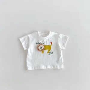 Cute infant baby short sleeve t-shirt summer toddler top white casual clothing.