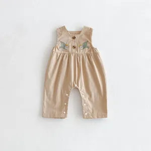 Cute infant baby girl sleeveless embroidered romper crawler cotton jumpsuit spring autumn clothing