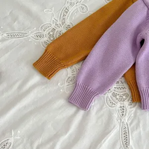 Infant toddler baby girls knit cardigan sweaters set, long sleeve cute knitwear top detail.