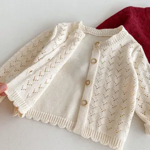 Baby Strickjacke Langarm Lochmuster Kleinkind Baumwolle Pullover Herbstkleidung-Detail