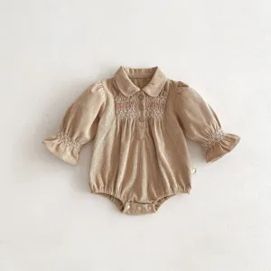 Infant baby girl corduroy romper spring autumn cute long sleeve jumpsuit clothes