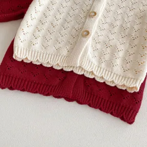 Baby Mädchen Baumwoll Strickjacke und Strampler Set, Herbst langarm süßes zweiteiliges Outfit.