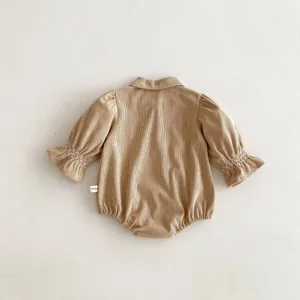 Cute infant baby corduroy romper long sleeve bodysuit sweet toddler girls autumn clothing