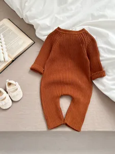 Baby Strick Langarm Strampler Kleinkind gerippter Jumpsuit süße Herbst warme Kleidung