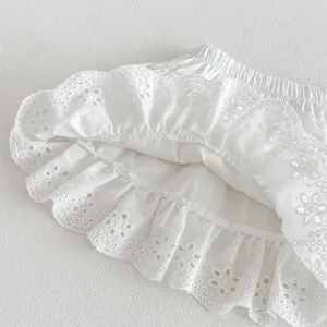 White baby toddler eyelet embroidery tiered ruffle skirt sweet summer toddler clothing.