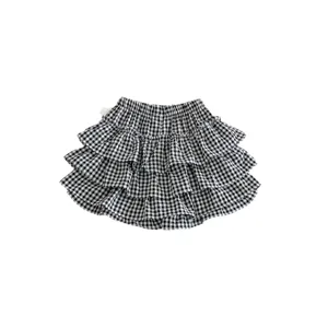 Cute baby toddler black and white plaid tiered ruffle skirt sweet summer princess skirt apparel