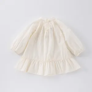 Baby girl long sleeve dress French style toddler cute butterfly embroidery cotton apparel
