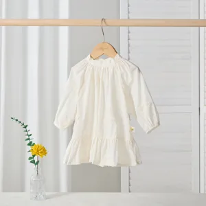 Toddler girls long sleeve white dress cute butterfly embroidery princess dress for kids