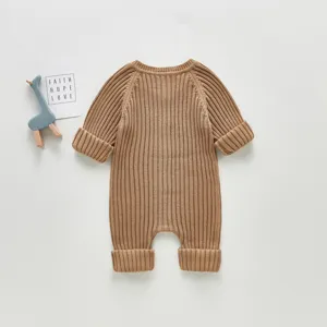 Baby Langarm Strick Overall Kleinkind einfarbig Strampler süsse Strickware Frühling Herbst