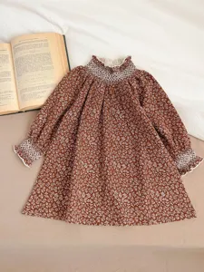 Infant baby girl long sleeve floral dress korean style cute toddler princess clothing