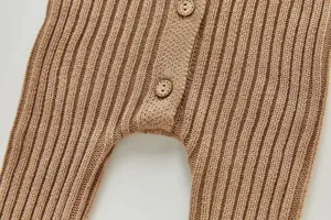 Säugling Baby Strick Overall Detail langarm weich gerippt Baumwolle Strampler Herbst