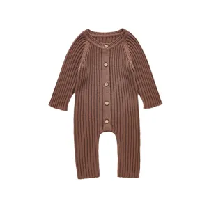 Baby Langarm Strick Jumpsuit Einfarbig Strampler Kleinkind Herbst Fruehling Outfit