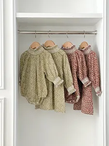 Infant baby girls floral dress romper set long sleeve ruffle toddler sister matching outfits