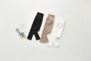 Infant cotton ribbed high-waist leggings multi-color comfortable toddler trousers wear