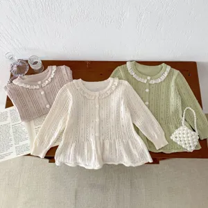 Toddler baby girls hollow knit cardigan lightweight summer sun protection breathable cute sweater.