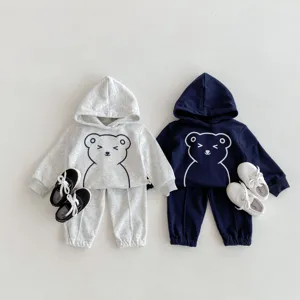 Bebé Niños Niñas Sudadera con Capucha Manga Larga y Pantalón Top y Parte Inferior Algodón Traje Deportivo Casual