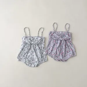 Baby Girls Cute Floral Print One-Piece Swimsuit Infant Newborn Summer Bowknot Swimwear Toddler Bathing Suit