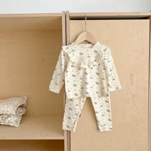 infant baby floral long sleeve top pants home wear set cute sweet ruffles autumn outfit