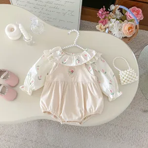 Neonata bambina camicetta floreale e tutina set carino autunno manica lunga vestiti dettaglio