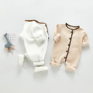 Säugling Baby Strick Strampler langarm Rippstrick Overall süße Herbst Frühling Babykleidung