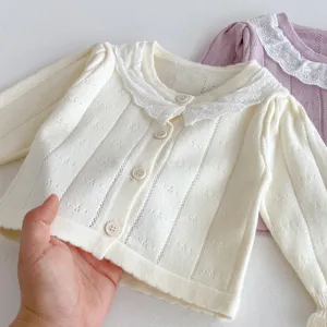 Baby Girls Knit Cardigan Fall Cute Lace Collar Toddler Button Sweater Outwear Top