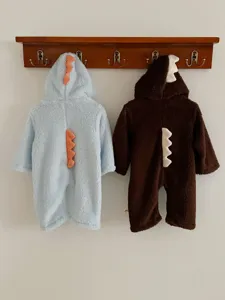 Bebé polar caliente lindo dinosaurio con capucha mameluco mono ropa de invierno