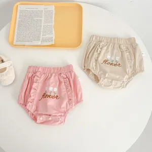 Neonato pantaloni a zuccaffo set simpatico ricamo floreale copripannolino pantaloncini graziosi